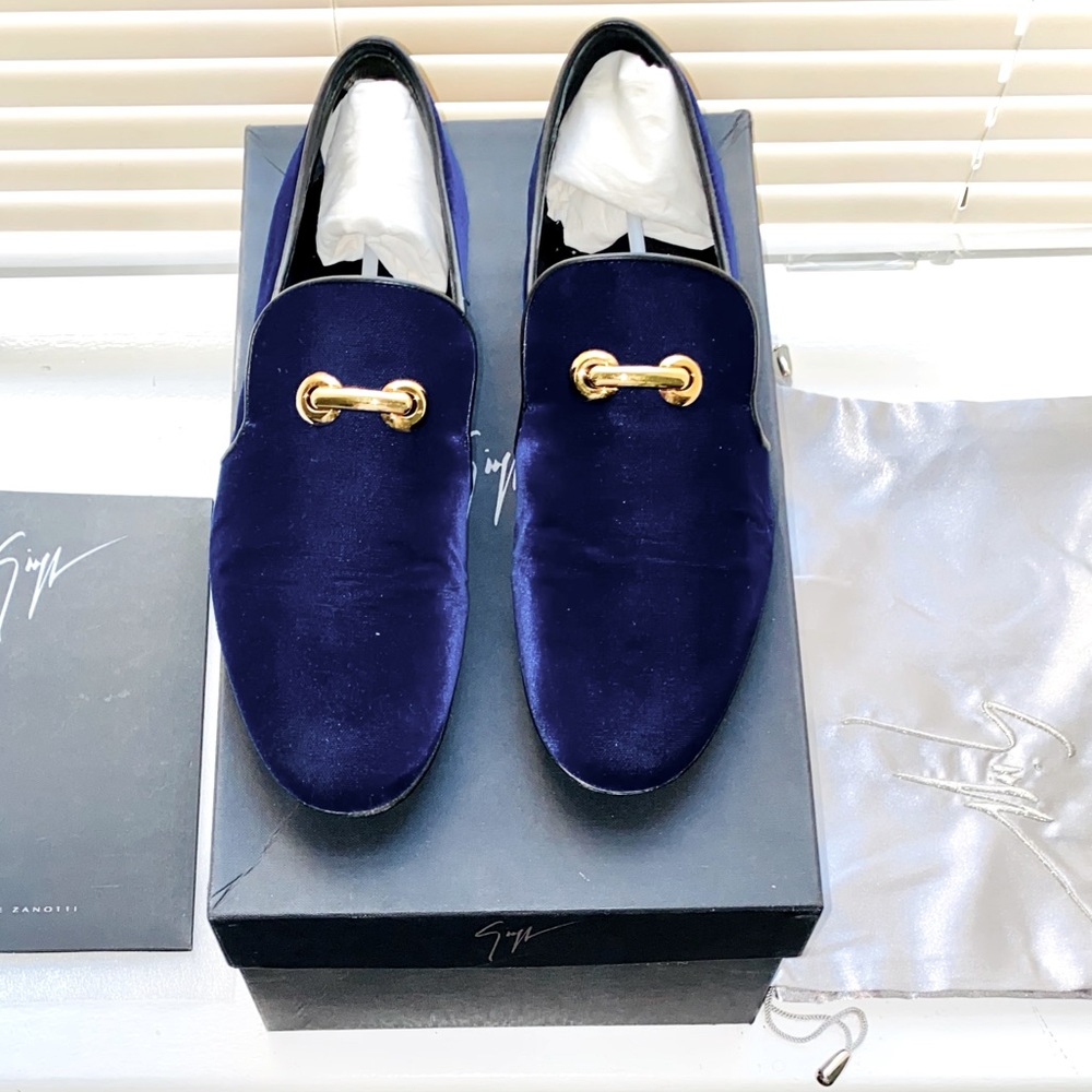 Giuseppe Zanotti Men’s Navy Velvet Slip-on